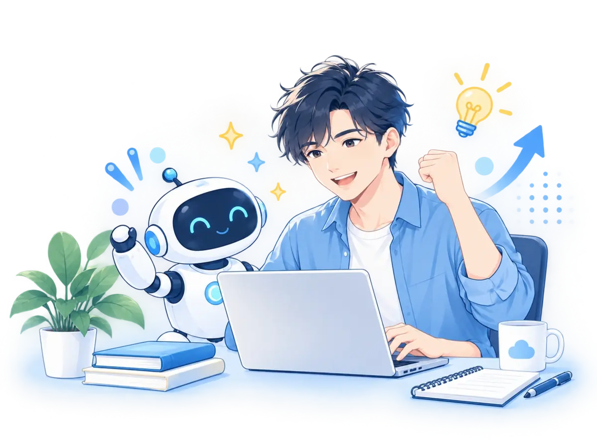 仕事でAIを使いながら改善するイメージ